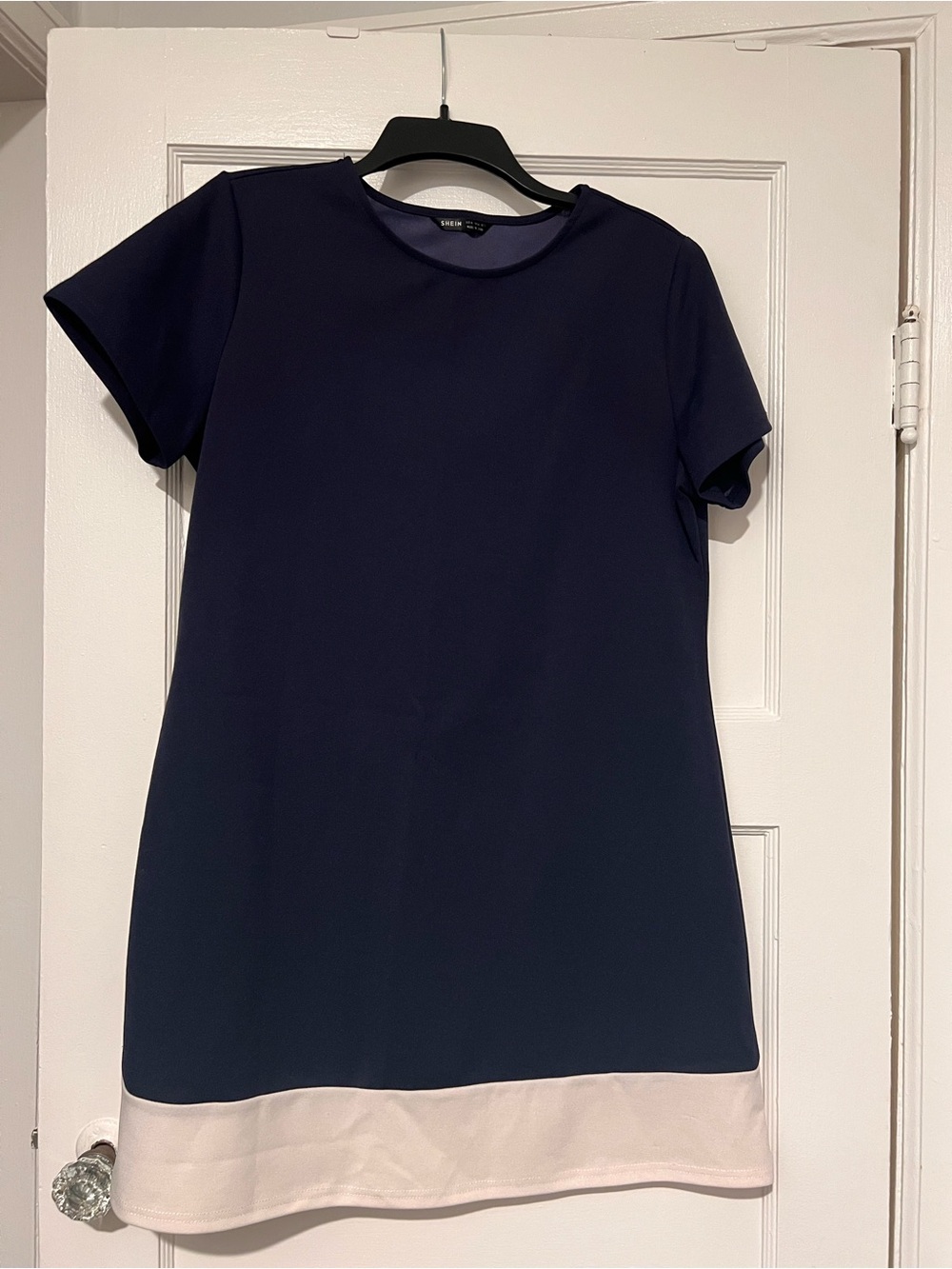 SHEIN Navy Blue Mini Dress with Cream Hem